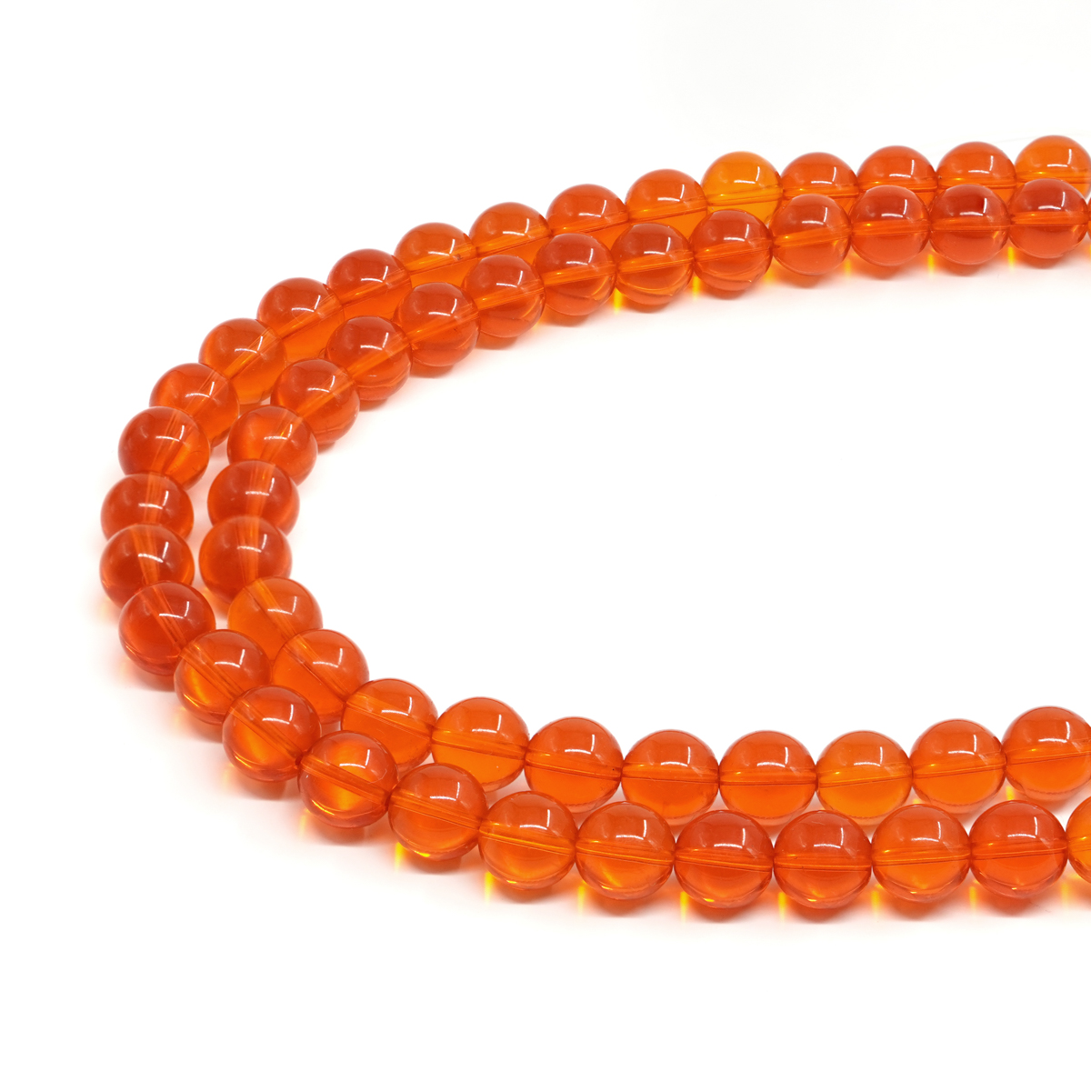 Orange Glass strands round shape size 12mm