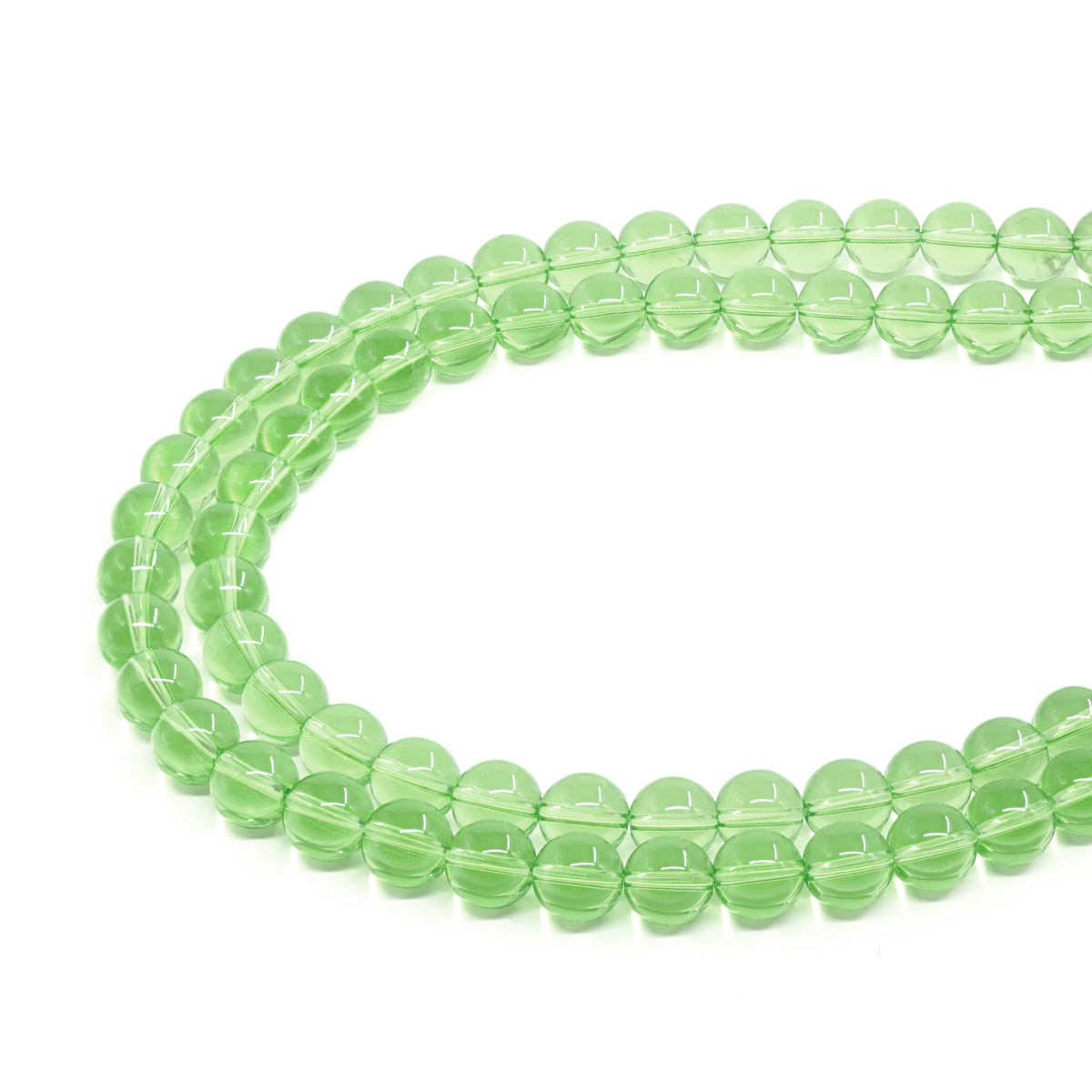 Light Green Glass strands round shape size 8mm