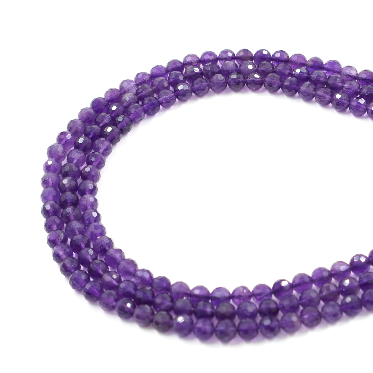 Amethyst strands faceted round shape size 6mm – A+ Quality