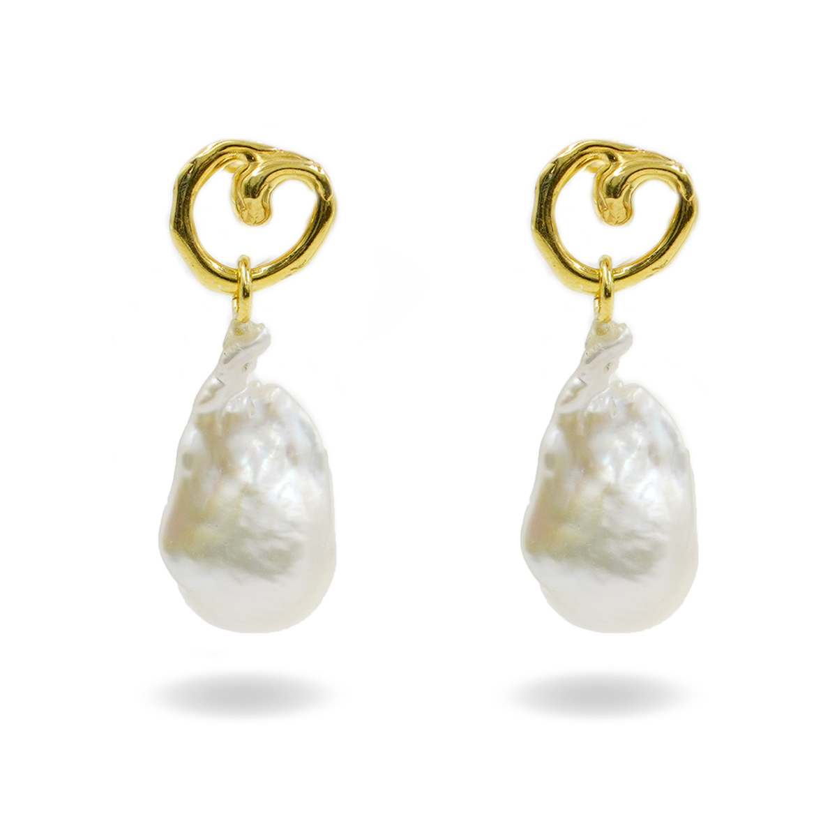 Orecchini in Argento con perla barocca – Dorato