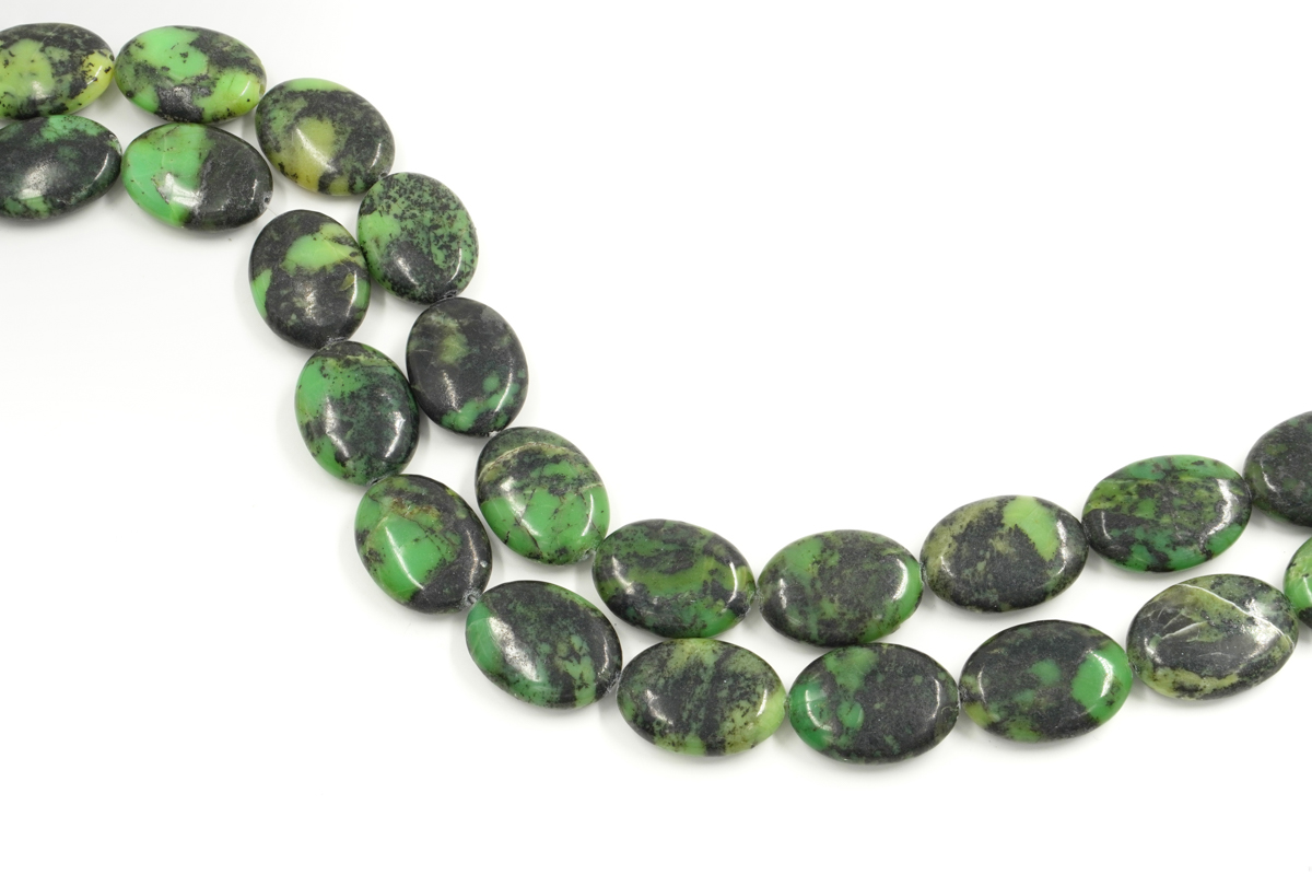 Chrysoprase strands flat oval shape size 30x22mm