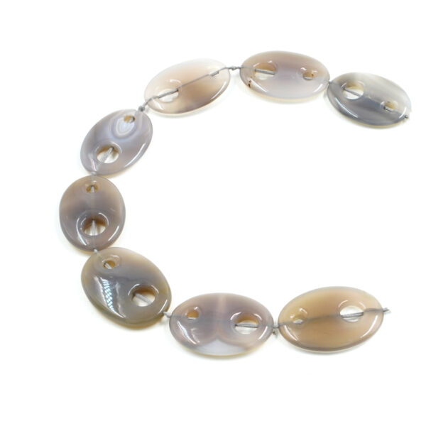 Agata Grigia fili maglie marine ~30x22mm
