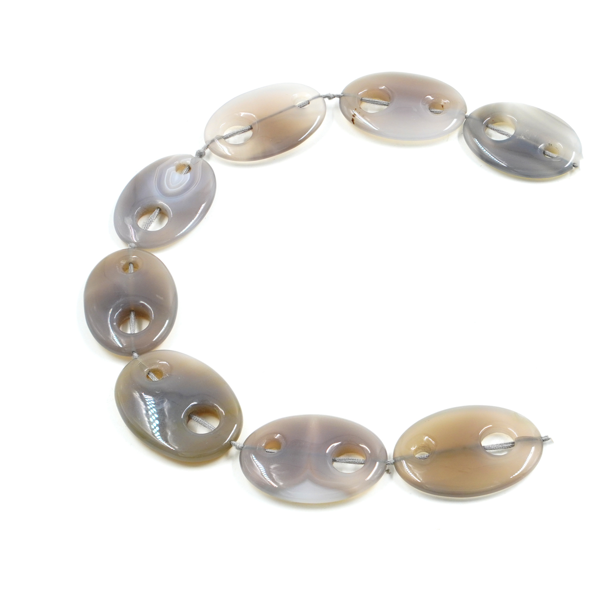 Gray Agate strands marine chain shape size ~30x22mm