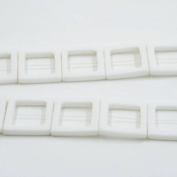 White Agate strands square frame shape size 25mm