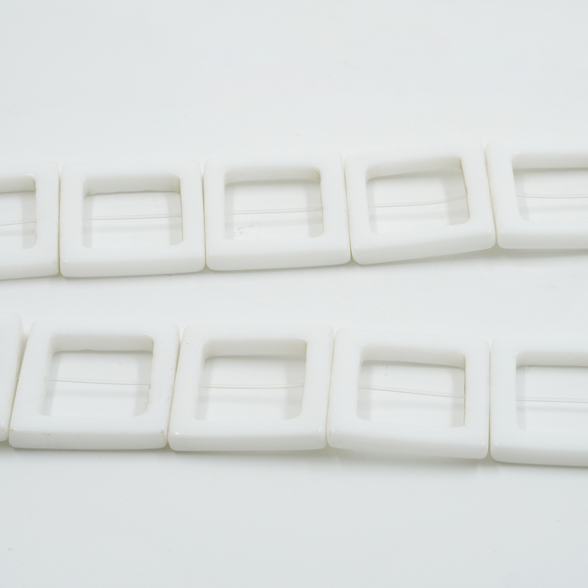 White Agate strands square frame shape size 25mm