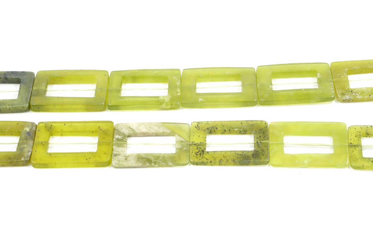 Green Serpentite strands rectangular frame shape size 35x25mm