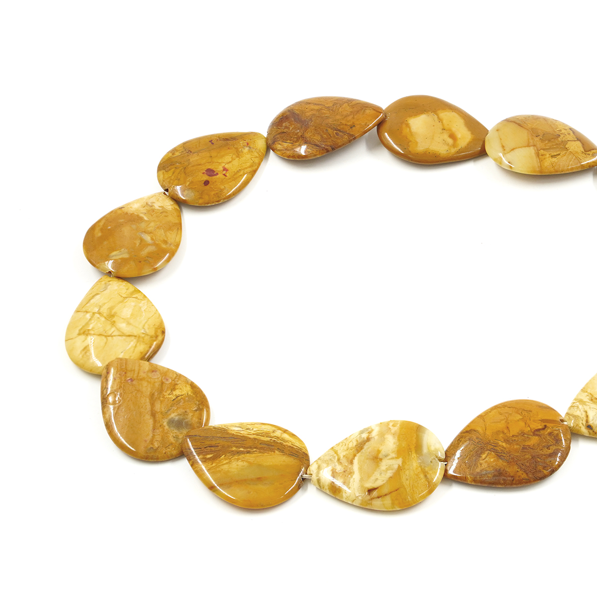Yellow Jasper strands flat drop shape size 23x30mm
