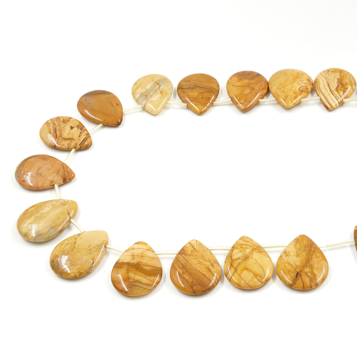 Yellow Jasper strands flat drop shape size 24x30mm – Lateral Hole