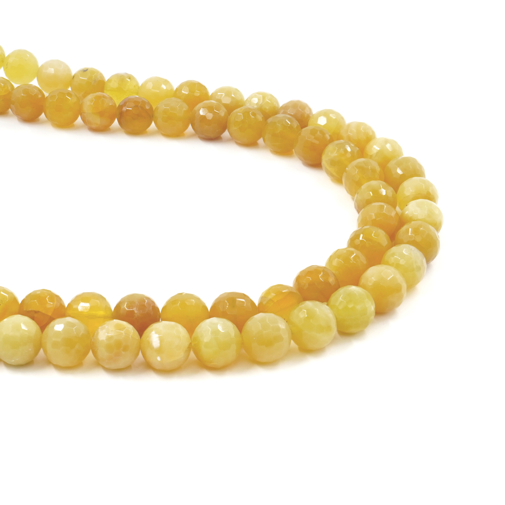 Yellow Opal strands faceted round shape size 14mm