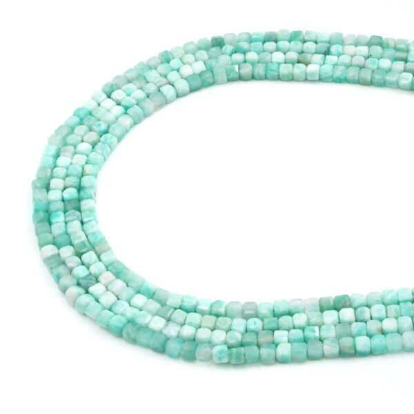 Amazonite strands faceted dice shape size 4mm