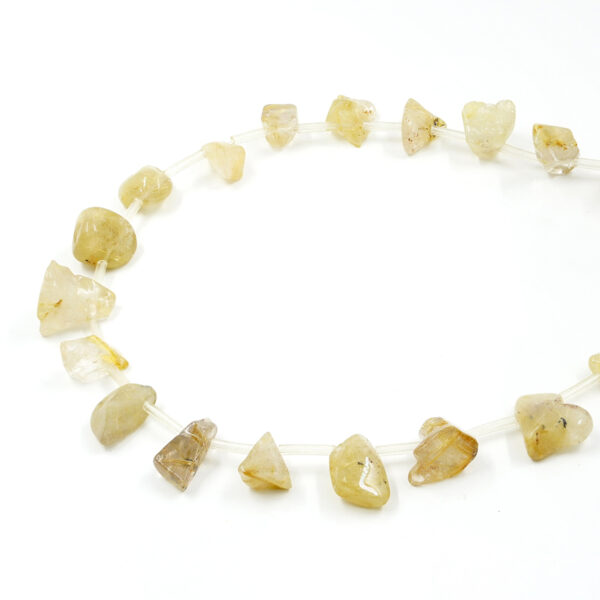 Rutile Quartz strands raw tumbles shape with lateral hole