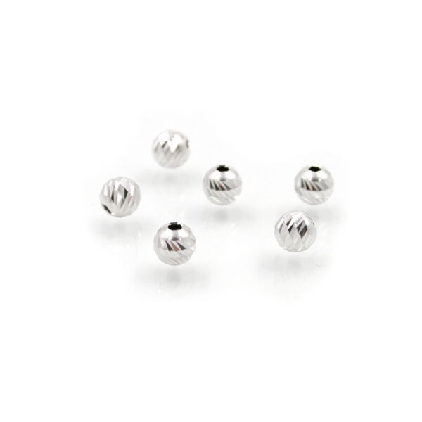Sterling Silver spacer diamond surface round shape size 4mm [Bags about 35pcs] - Rhodium Color