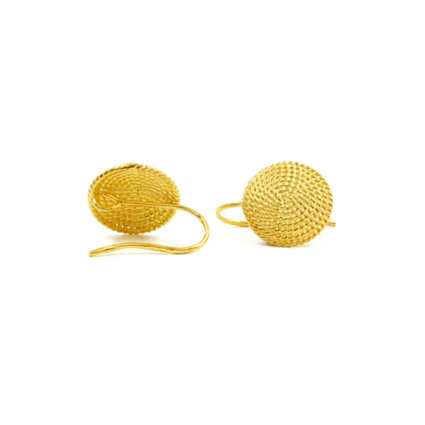Orecchini argento tondo granulato 15mm – Dorato