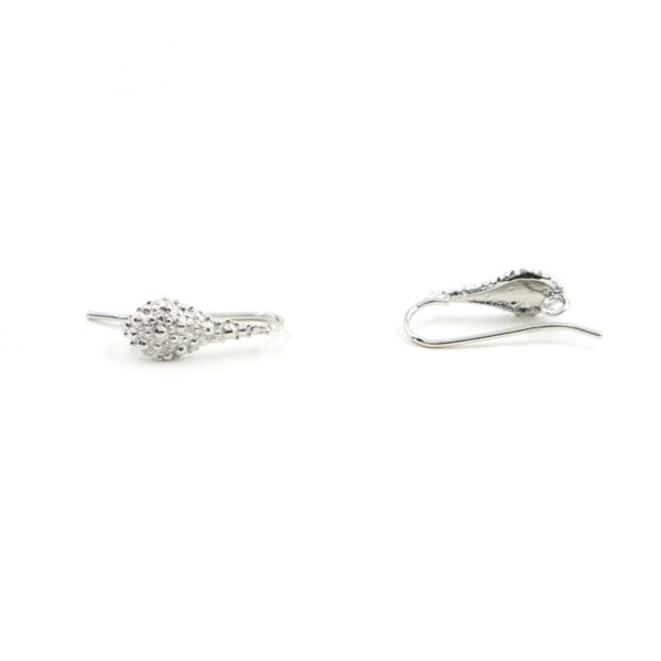 Sterling Silver earrings drop shape and hook - Rhodium Color