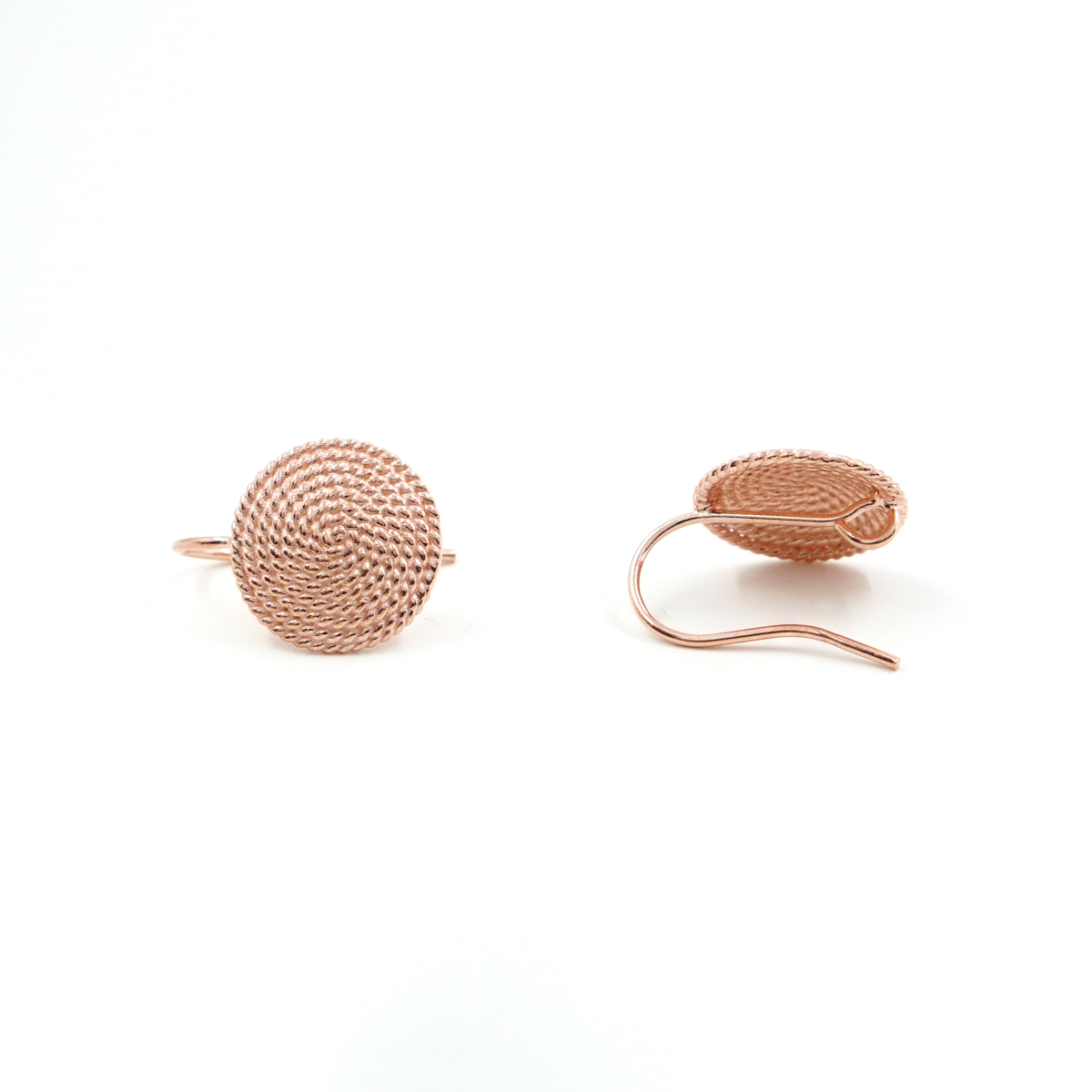 Orecchini argento tondo granulato 15mm – Rosè