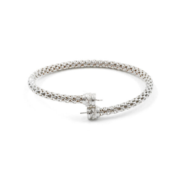 Sterling Silver contrarier semi-rigid bracelet fitting korean chain 4mm – Rhodium Color