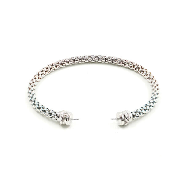 Montatura Bracciale in catena coreana 4mm semirigido in argento 925 - Rodiato