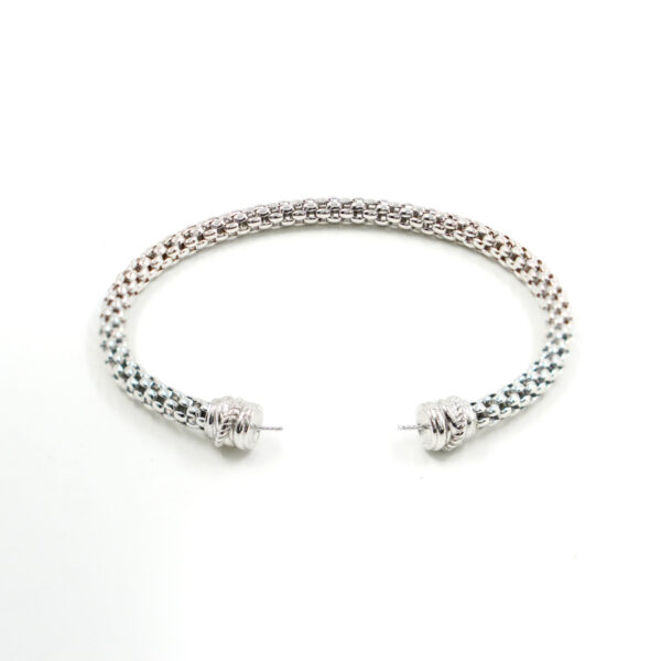 Sterling Silver semi-rigid bracelet fitting korean chain 4mm – Rhodium Color