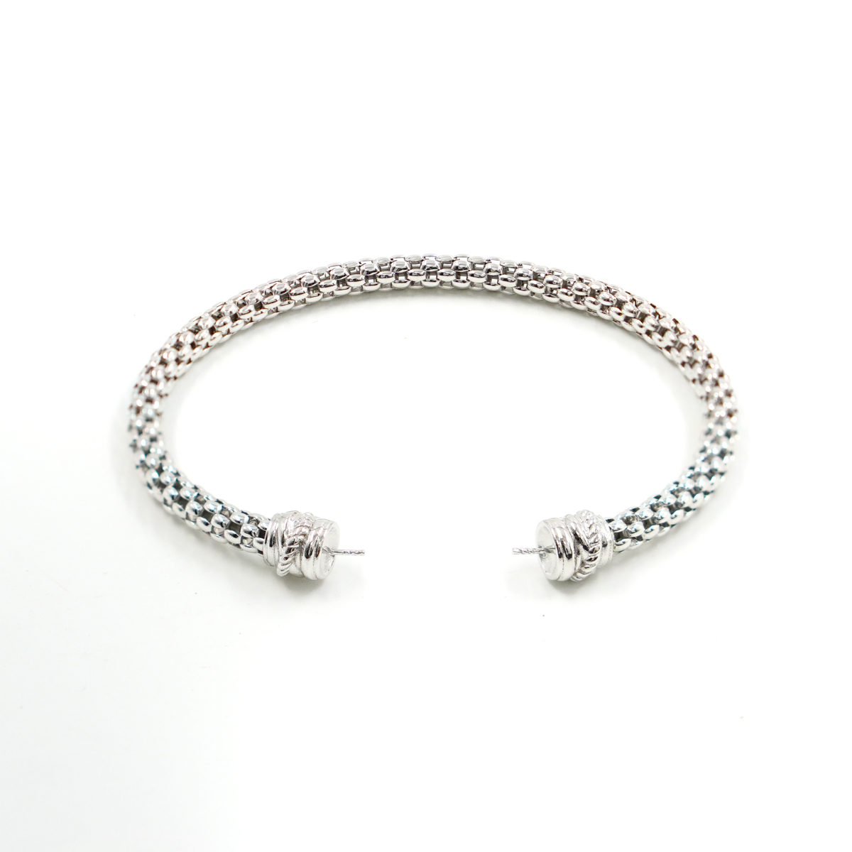 Montatura Bracciale in catena coreana 4mm semirigido in argento 925 - Rodiato - immagine 2