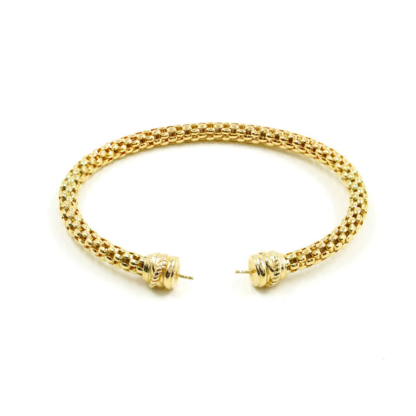Sterling Silver semi-rigid bracelet fitting korean chain 4mm – Golden Color