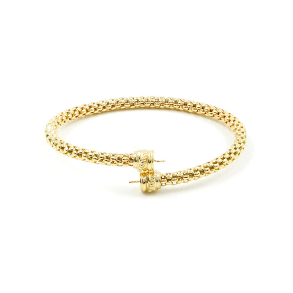 Sterling Silver contrarier semi-rigid bracelet fitting korean chain 4mm – Golden Color