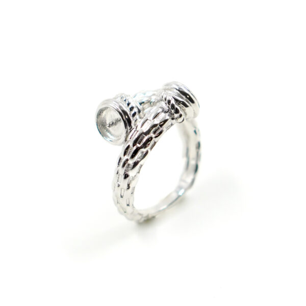 Sterling Silver contrarier ring fitting – Rhodium Color