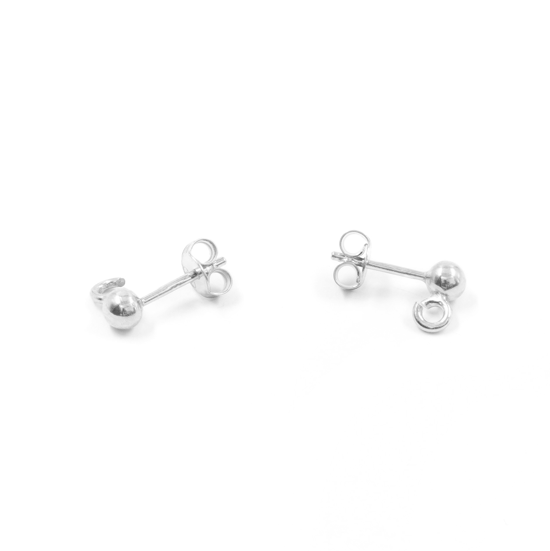 Orecchini argento pressione pallino 3mm – Rodiato