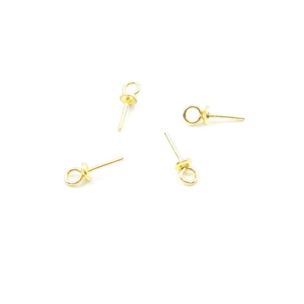 Sterling silver hook with cup and pin size 3mm [ [Bags about 20pcs] – Golden Color
