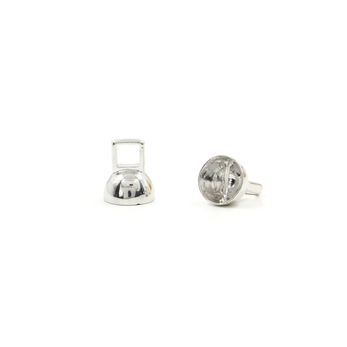 Argento 925 coppetta 11mm con barretta - Rodiato