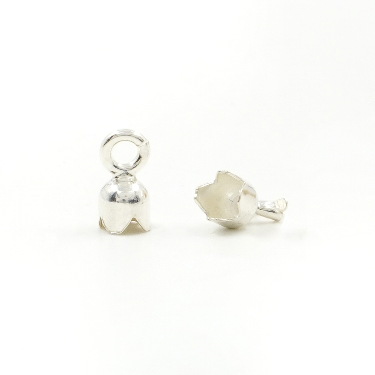 Argento 925 coppiglia petalo 4mm per cera lacca, anello <strong>aperto</strong> - Argentato