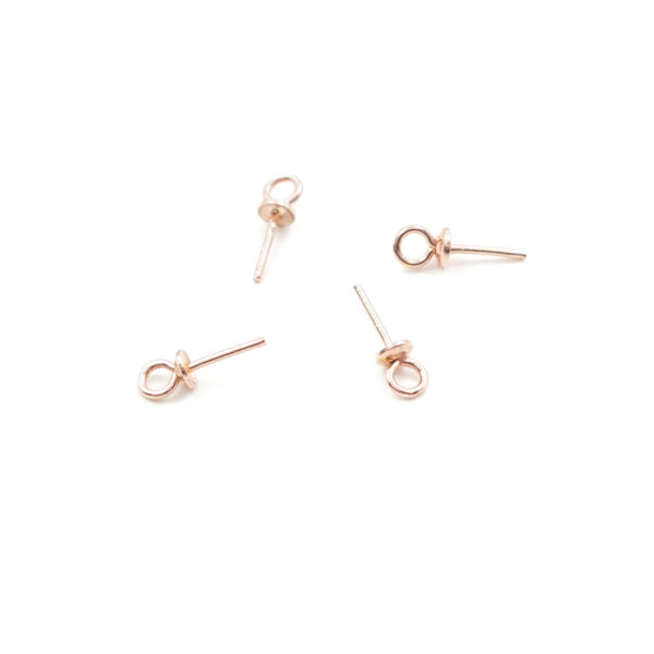 Sterling silver hook with cup and pin size 3mm [ [Bags about 20pcs] – Rose Color