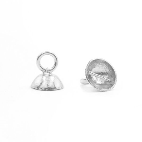 Sterling Silver cup with internal bar size 4mm and closed ring - Silver Color