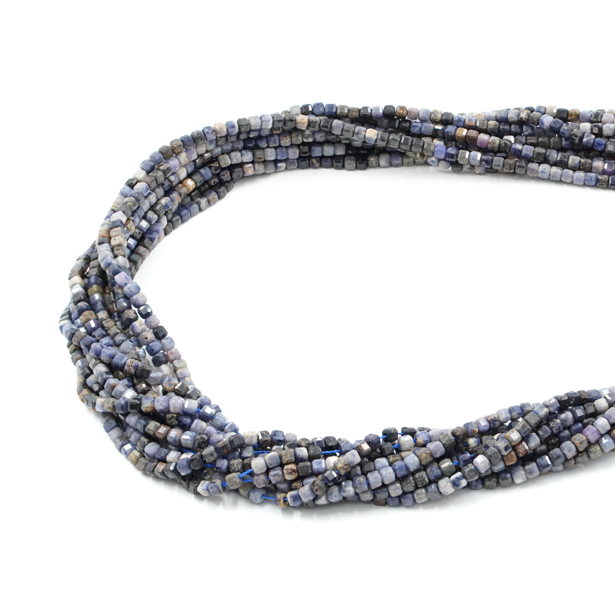 Sapphire strands faceted dice shape 2mm