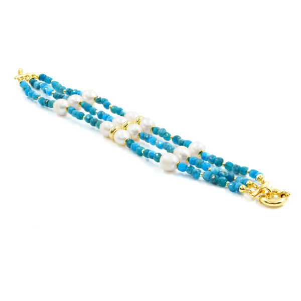 Bracelet with apatite, pearl, hematite, sterling silver clasp – Golden Color