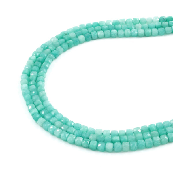 Amazonite strands faceted dice shape size 5mm