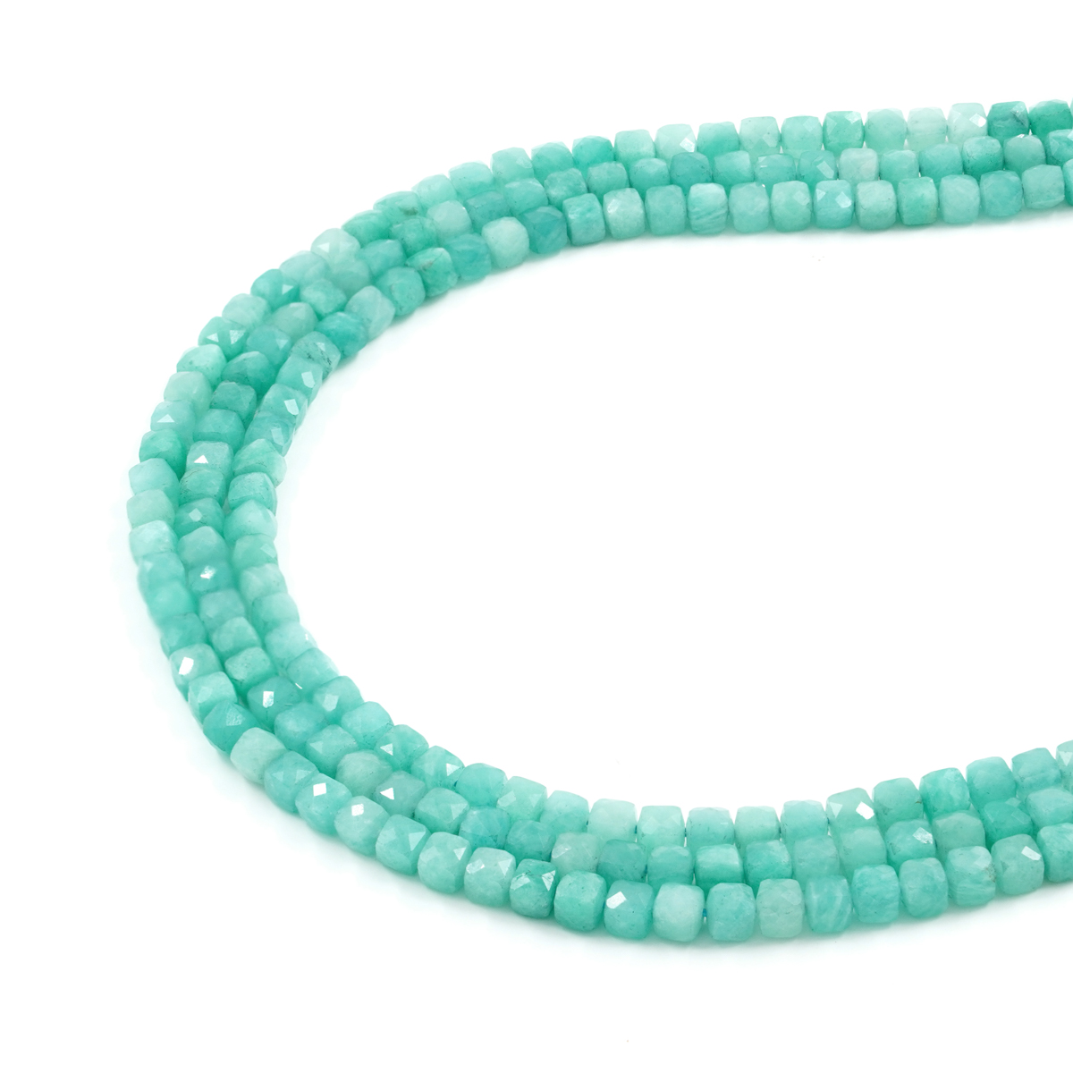 Amazonite strands faceted dice shape size 5mm