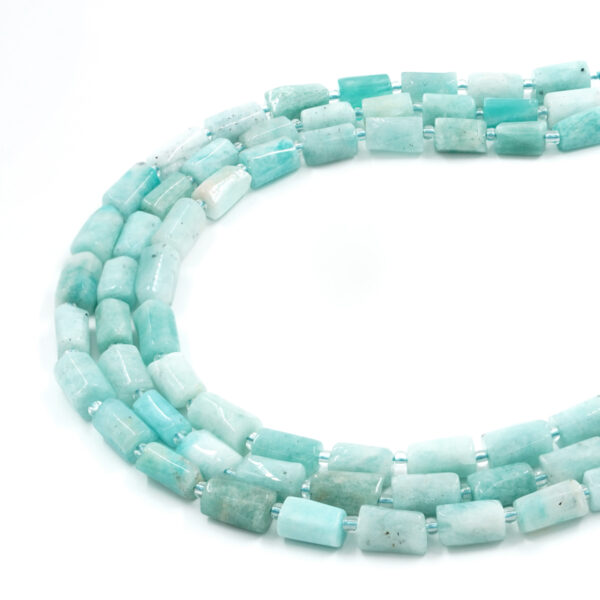 Amazonite strands faceted cylinder shape size ~11x7mm