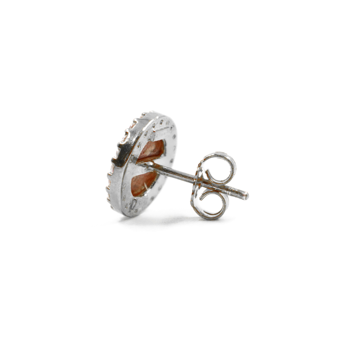 Orecchini in Argento cammeo tondo 8mm con Sole e Luna e zirconi bianchi – Rodiato - immagine 2