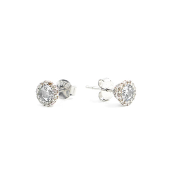 Sterling Silver Earrings with white zircons – Rhodium Color