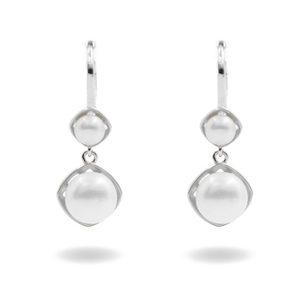 Sterling Silver Earrings with pearls – Rhodium Color