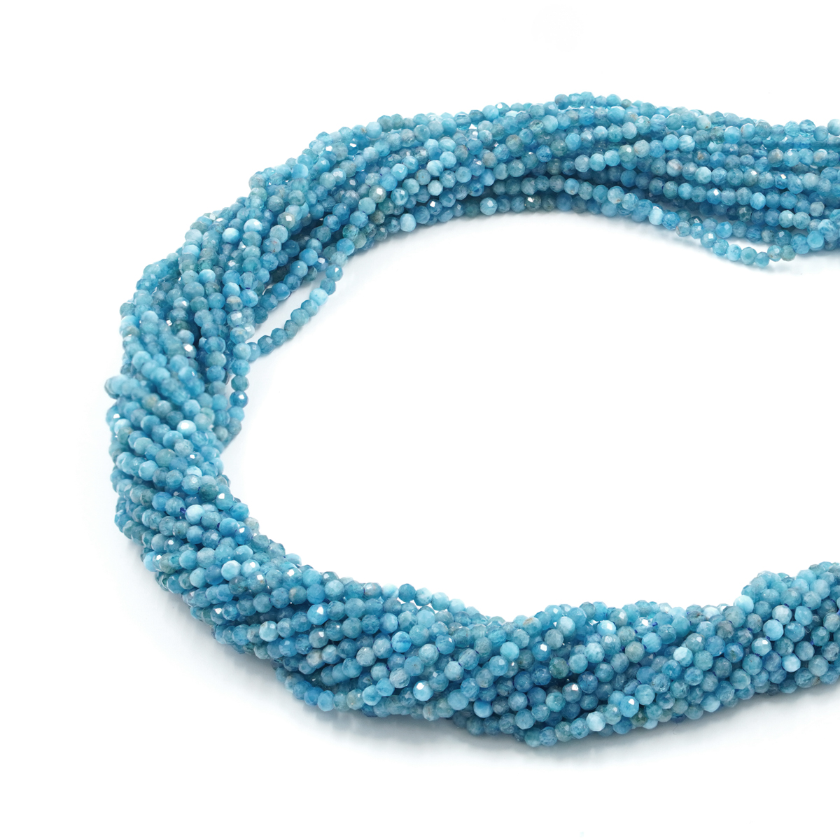 Apatite strands faceted round shape size 2mm