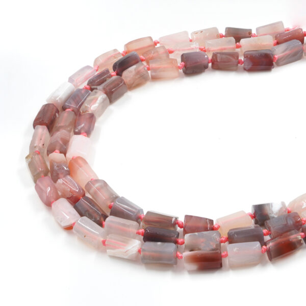 Botswana Red Agate strands faceted cylinder shape size ~13x7mm
