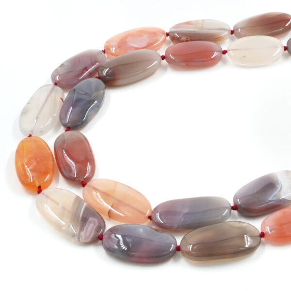 Botswana Red Agate strands flat oval shape size ~16X30mm