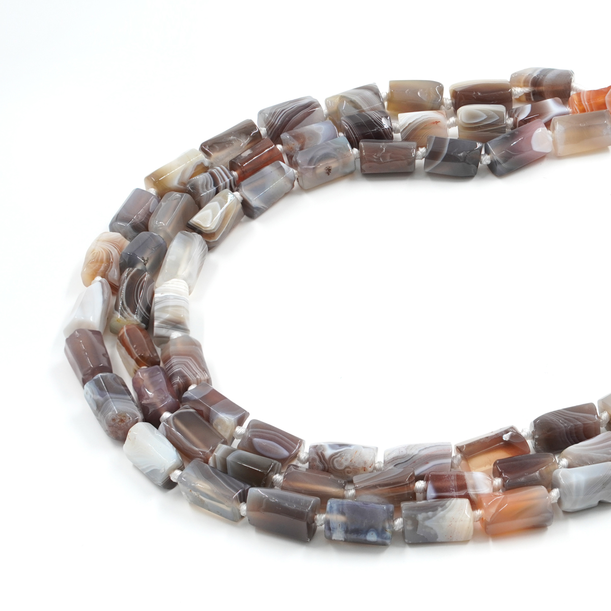 Botswana Agate strands faceted cylinder shape size ~13x7mm