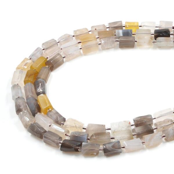 Botswana Yellow Agate strands faceted cylinder shape size  ~13x7mm
