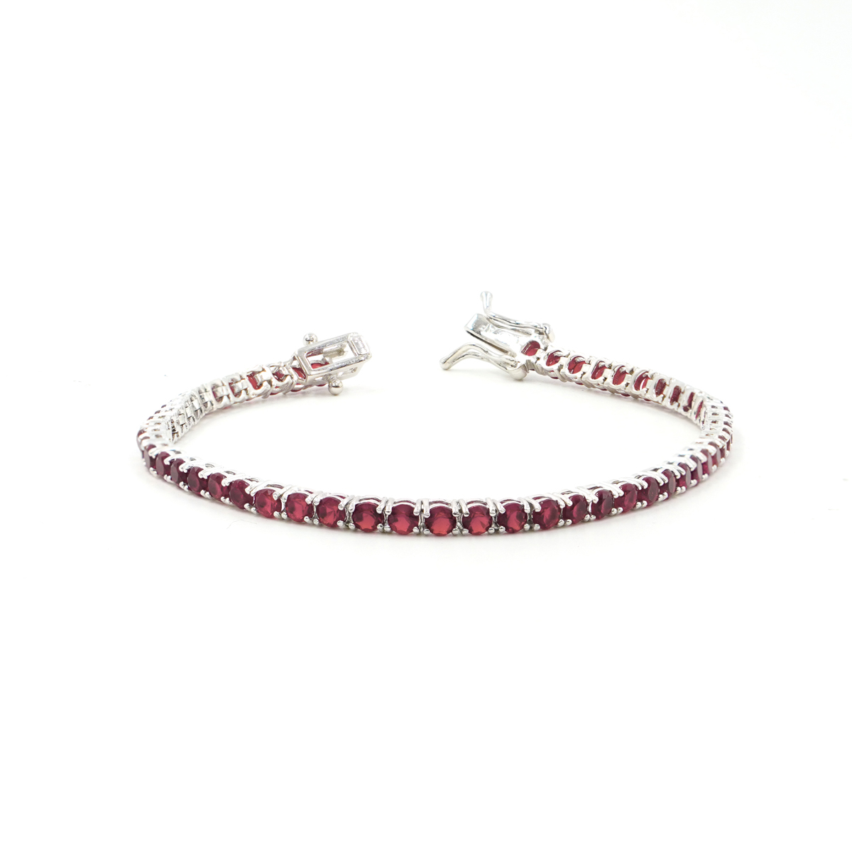 Sterling Silver Tennis bracelet with red zircons 2,5mm – Rhodium Color – <strong>Length 16cm</strong>