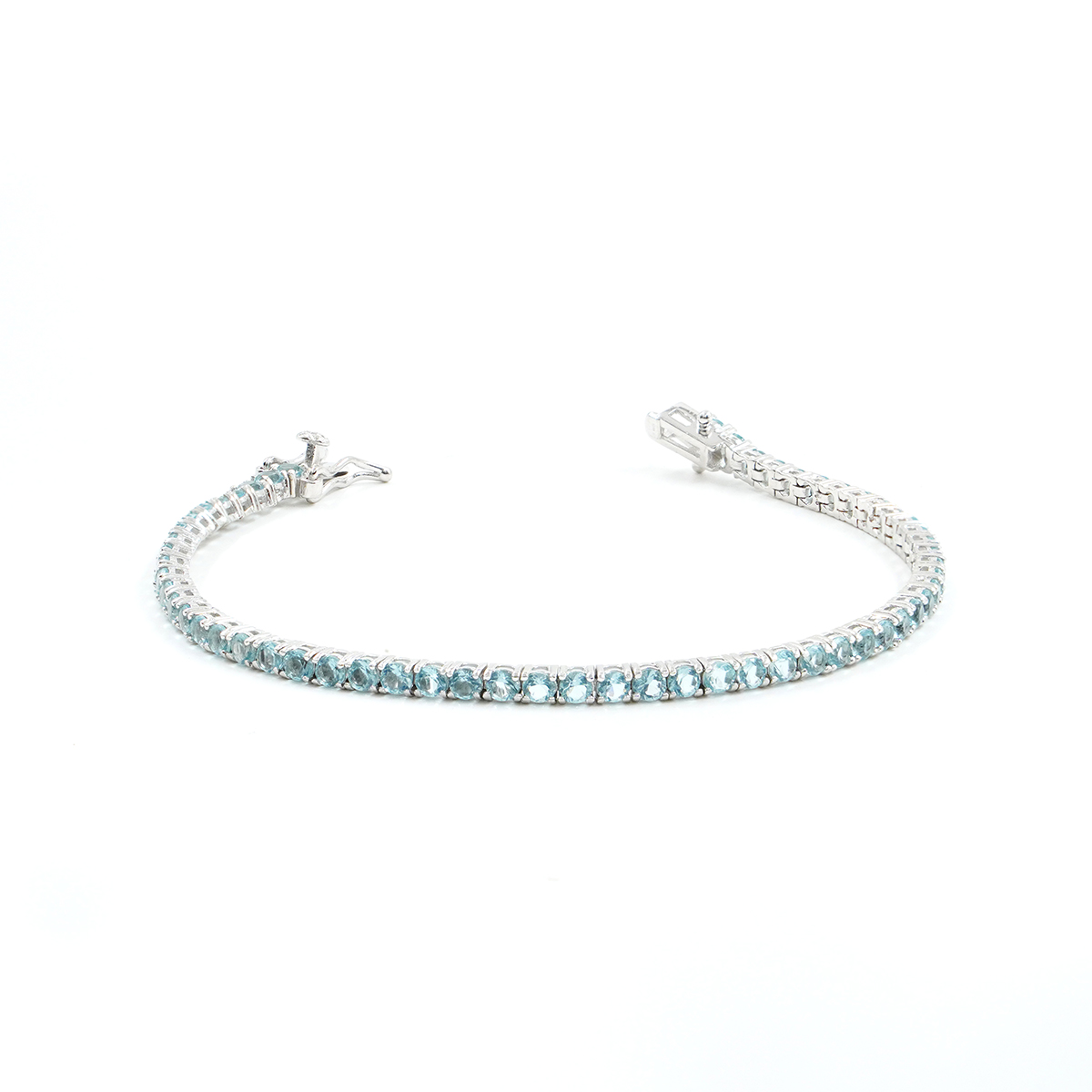 Sterling Silver Tennis bracelet with light blue zircons 2,5mm – Rhodium Color – <strong>Length 16cm</strong>