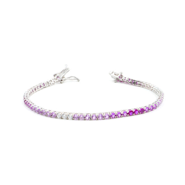 Bracciale Tennis in argento con zirconi multicolore rosa 2,5mm – Rodiato – <strong>Lunghezza 16cm</strong>