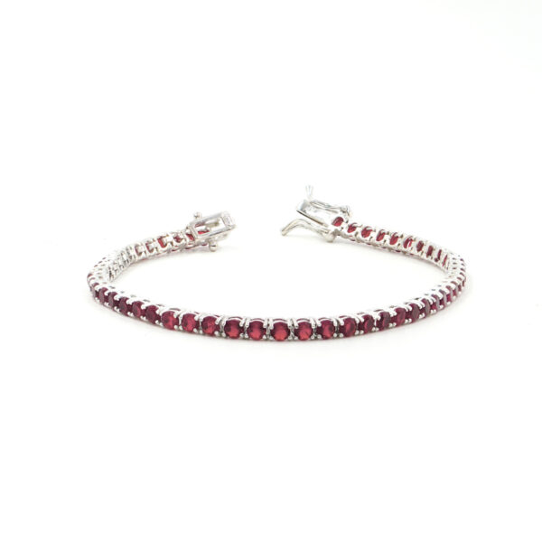 Bracciale Tennis in argento con zirconi rossi 2,5mm – Rodiato – <em>Lunghezza 18cm</em>