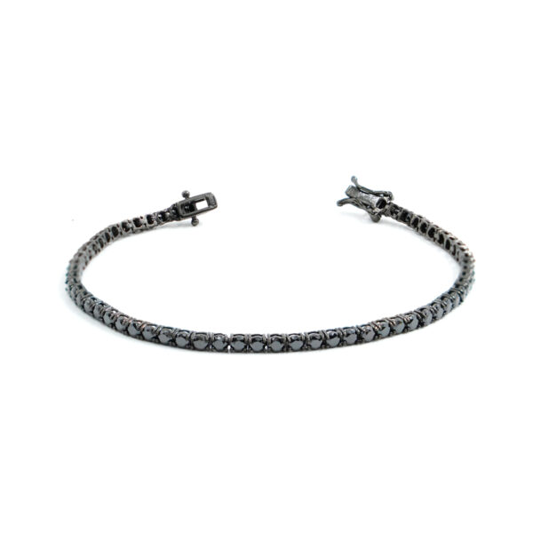 Bracciale Tennis in argento con zirconi neri 3mm – Colore Rutenio – <em>Lunghezza 18cm</em>